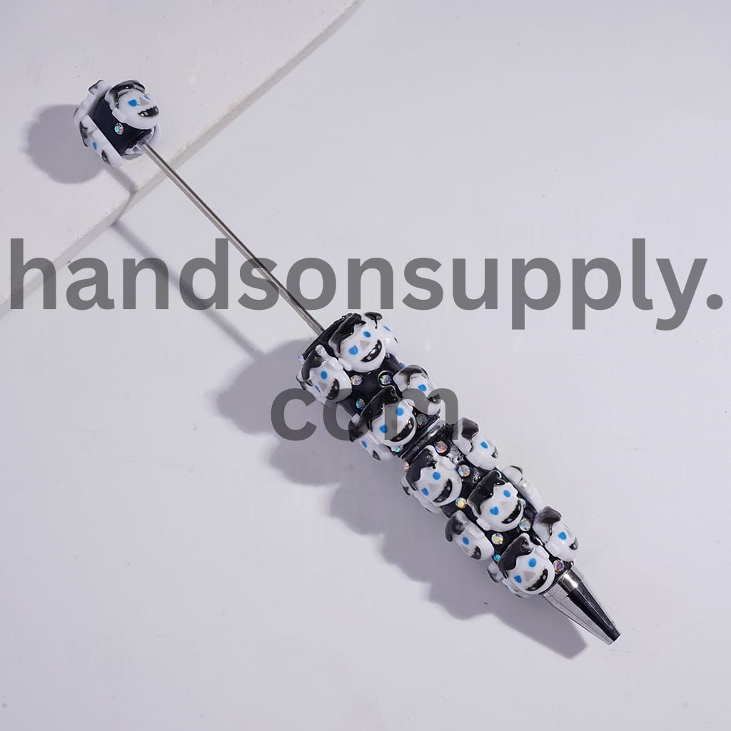 Halloween Skull & Ghost with AB Rhinestones Beadable Clay Pens Random Mix