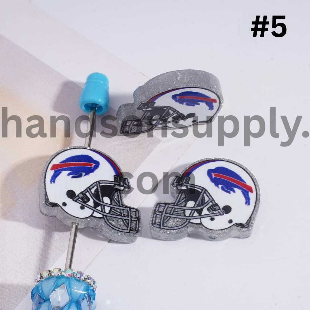 Silver Glitter USA American Football Helmet Shape Acrylic Beads 22*26MM
