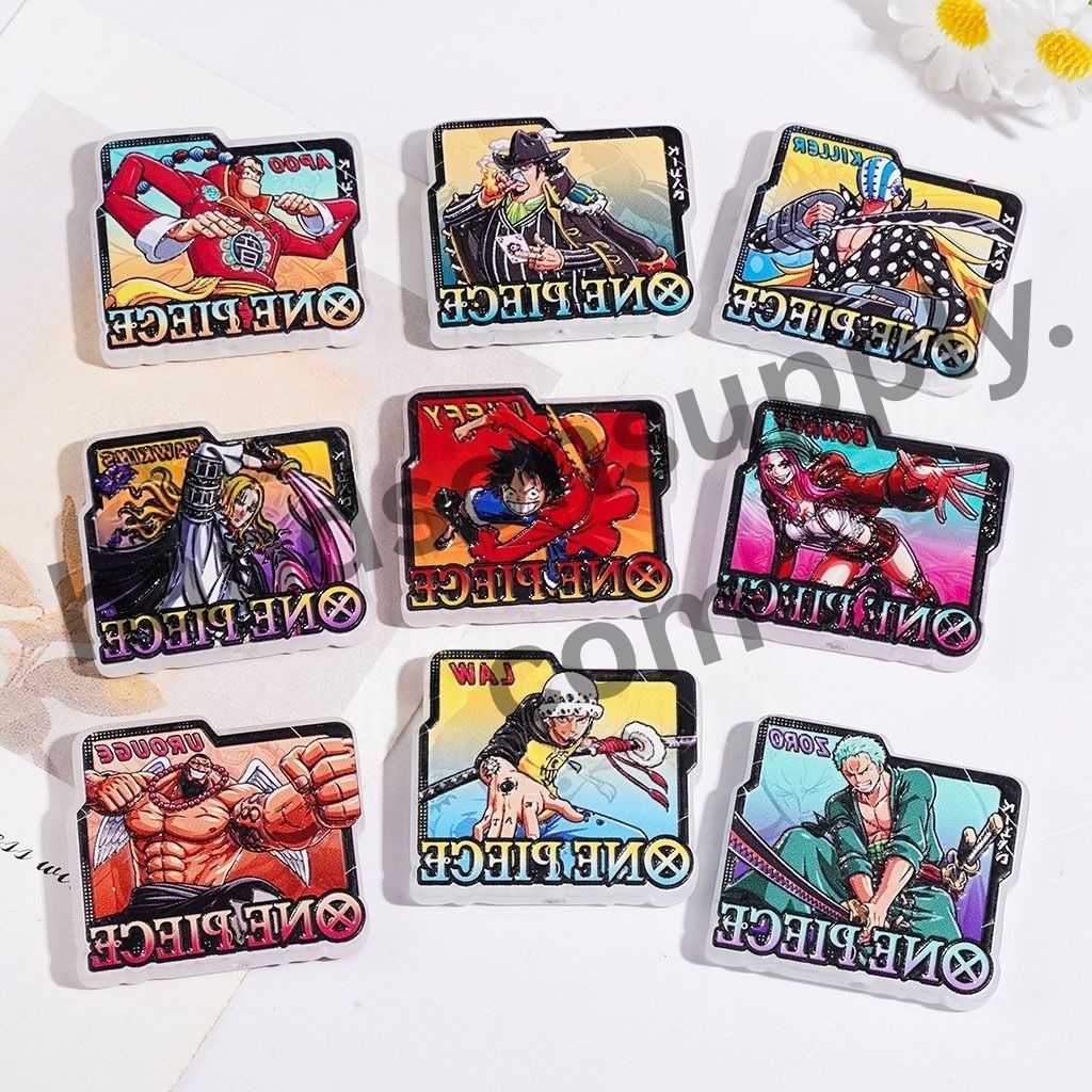 Bold Comic-Style Japanese Anime Pirate Crew Adventure Character Series Acrylic Beads, Random Mix