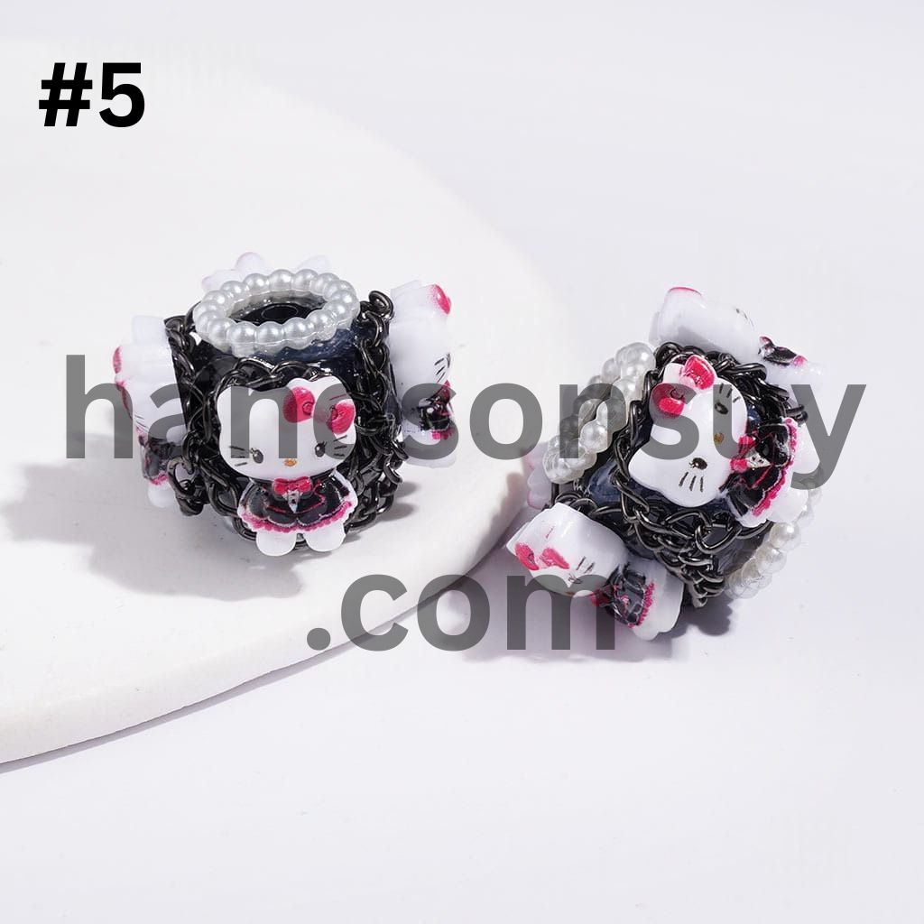 Hand-Made Acrylic Beads Halloween Cute Cat Character Series, w White Pearl & Gun Black Chains, 20MM Multi Colors