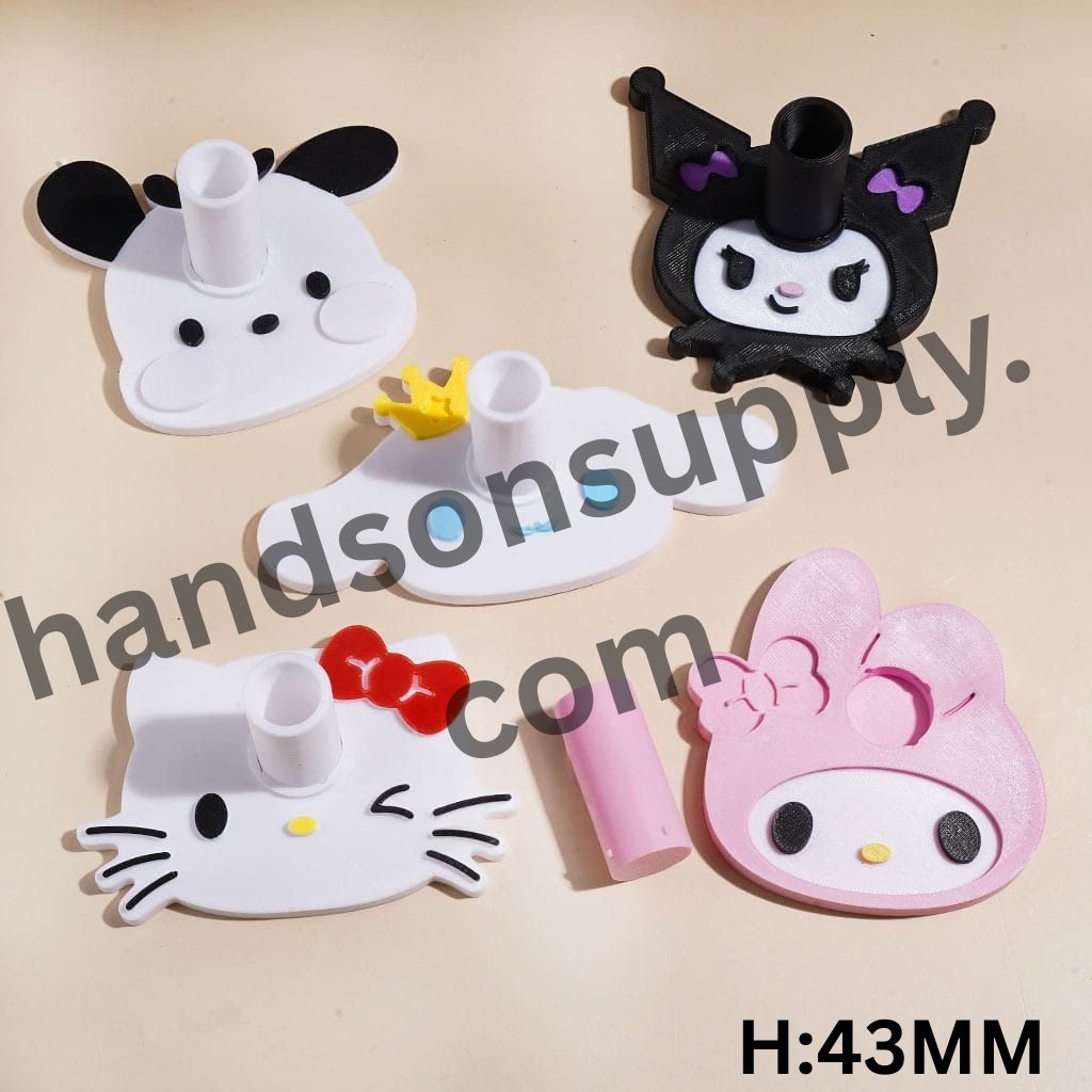 Adorable 3D Animal Character PLA Pen Holders with Single-Hole Design for Desk Organization, Tweezers Embroidery Needles, Height 43MM Random Mix (It Can Removable and Assembleable)