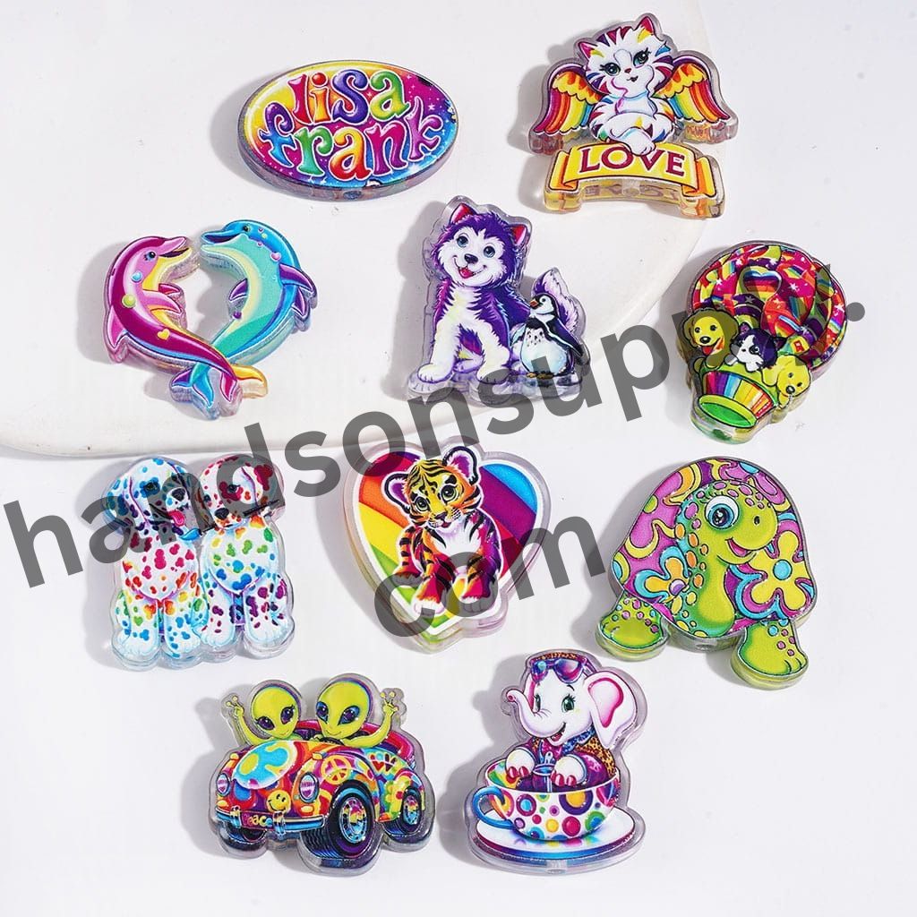 Retro Brightly Colored Animal Character Designs with Semi-Transparent Acrylic Beads, Random Mix