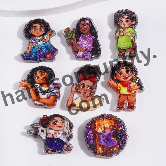 Whimsical Magical House Family Characters Storybook Designs Acrylic Beads, Random Mix