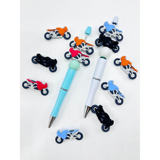 Cute Blue Motorcycle Racing Silicone Focal Beads