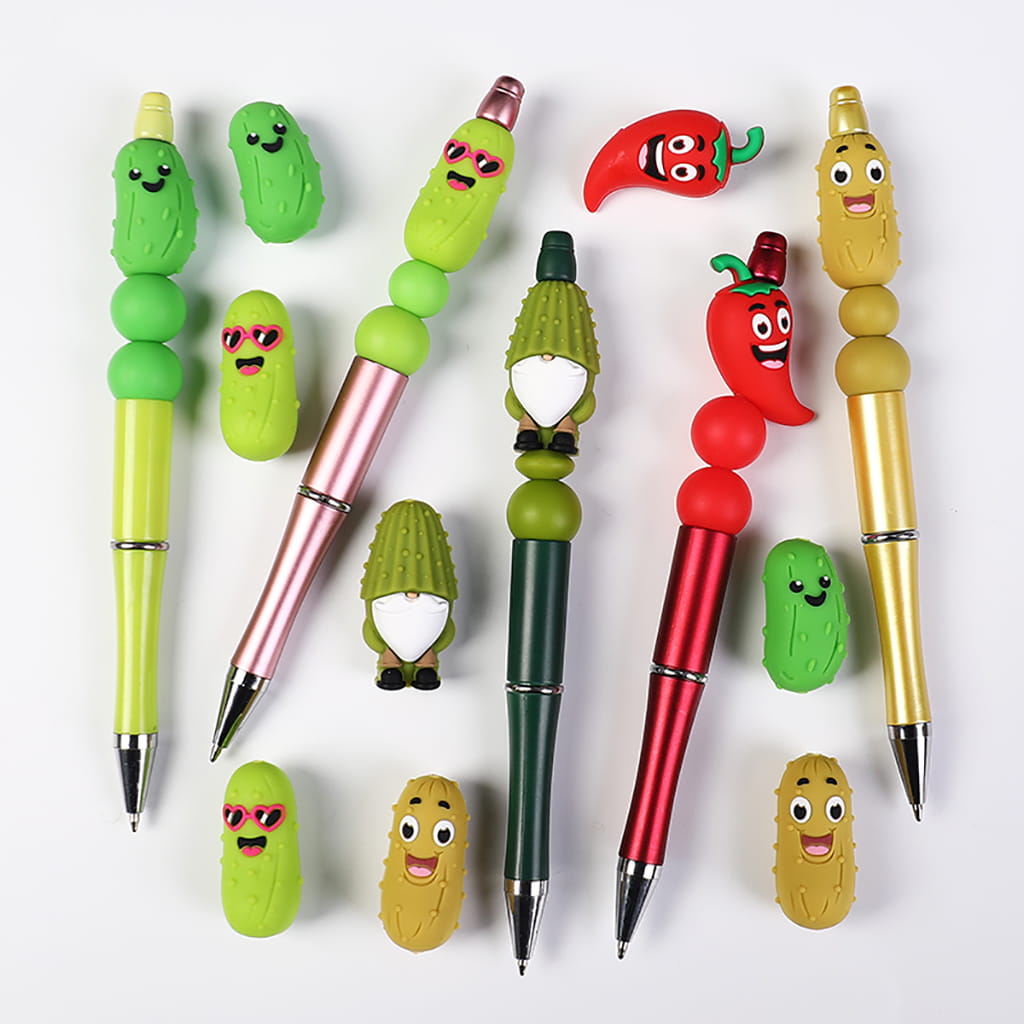 Red Pepper & Cucumber Vegetable Colorful Food Theme Silicone Focal Beads