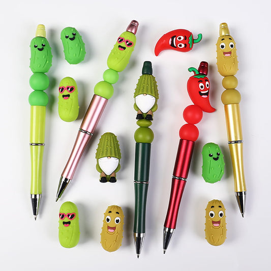 Red Pepper & Cucumber Vegetable Colorful Food Theme Silicone Focal Beads