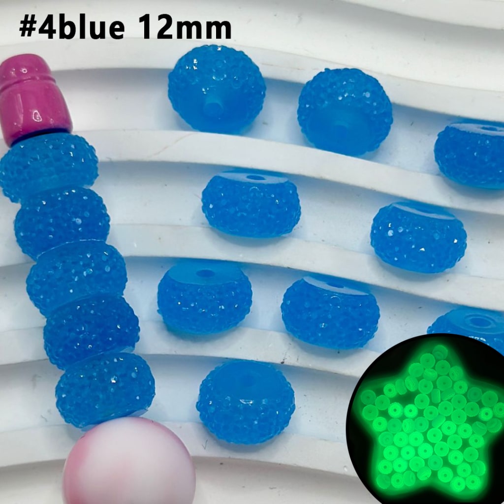 Wheel Luminous Colorful Acrylic Beads with Sugar Spacer Texture on Side, 12mm