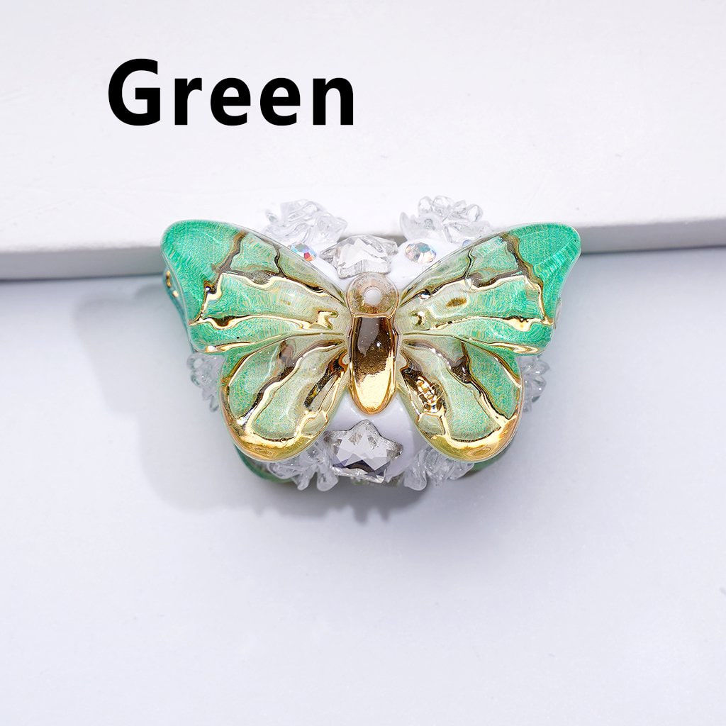 Delicate Cute Butterfly with Gold Stripes AB Rhinestones Clear Stars Flowers Clay Beads, Around 32*18MM