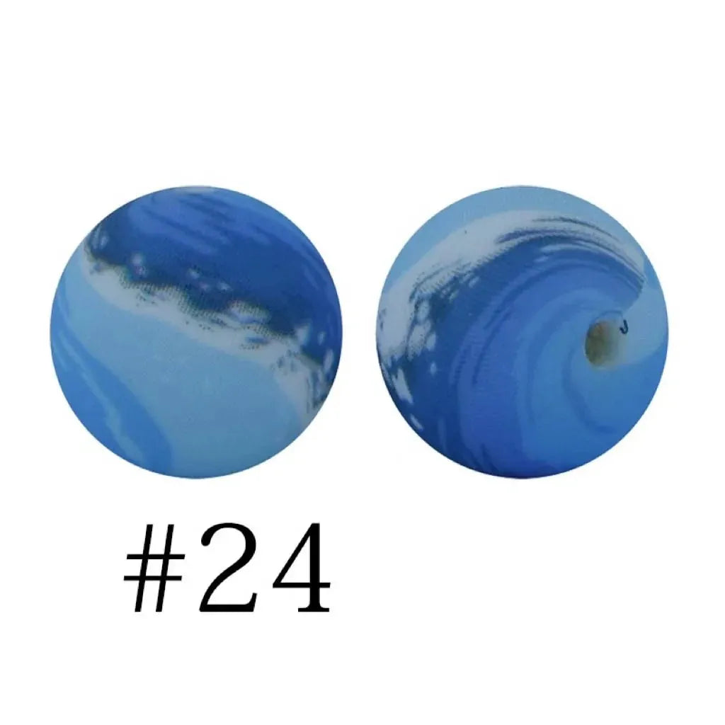 Round Printed Silicone Beads 15 mm