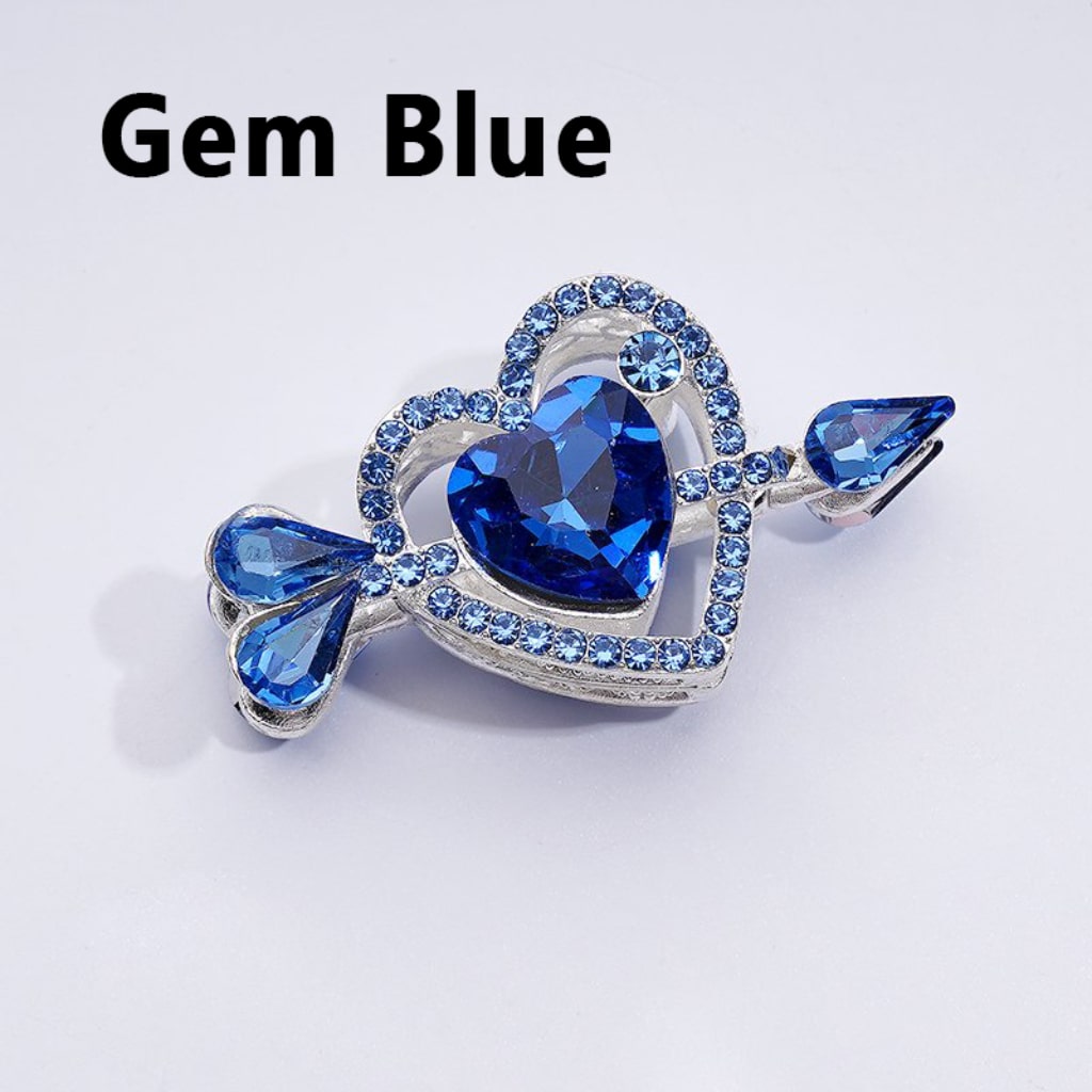 Elegant Silver Alloy Arrow Piercing a Heart Embellished with Vibrant Multi-Color Rhinestones & Beads Approx. 48x26MM