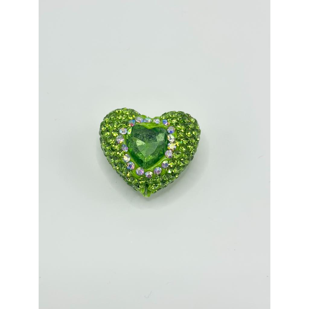 Sparkling Bling Bling Heart Clay Beads with Colorful Rhinestones, 20mm x 26mm