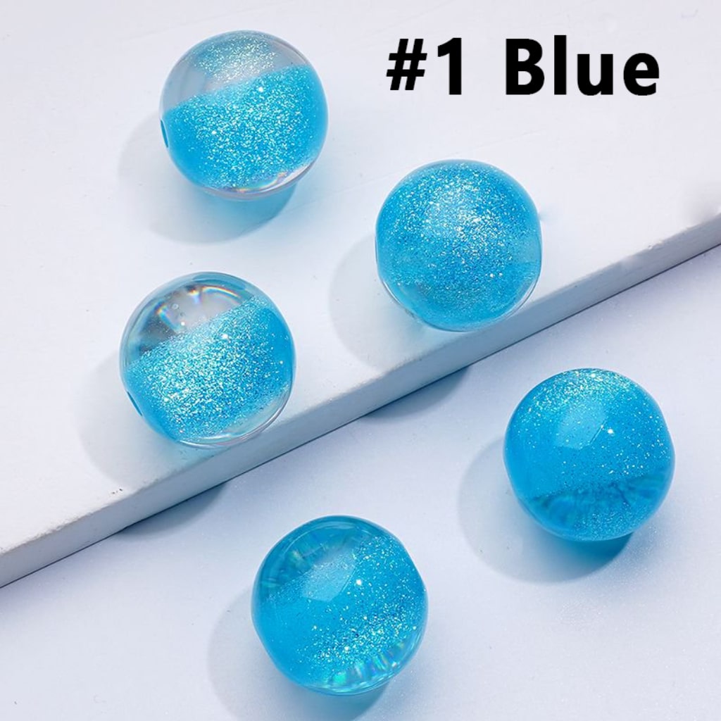 Glitter Galaxy Bling Bling Half Sugar Core Colorful Round Acrylic Beads, 12MM