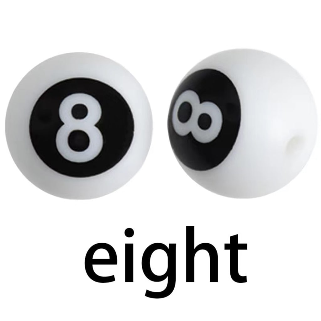Round Numbers Printed Silicone Beads, Size 15mm