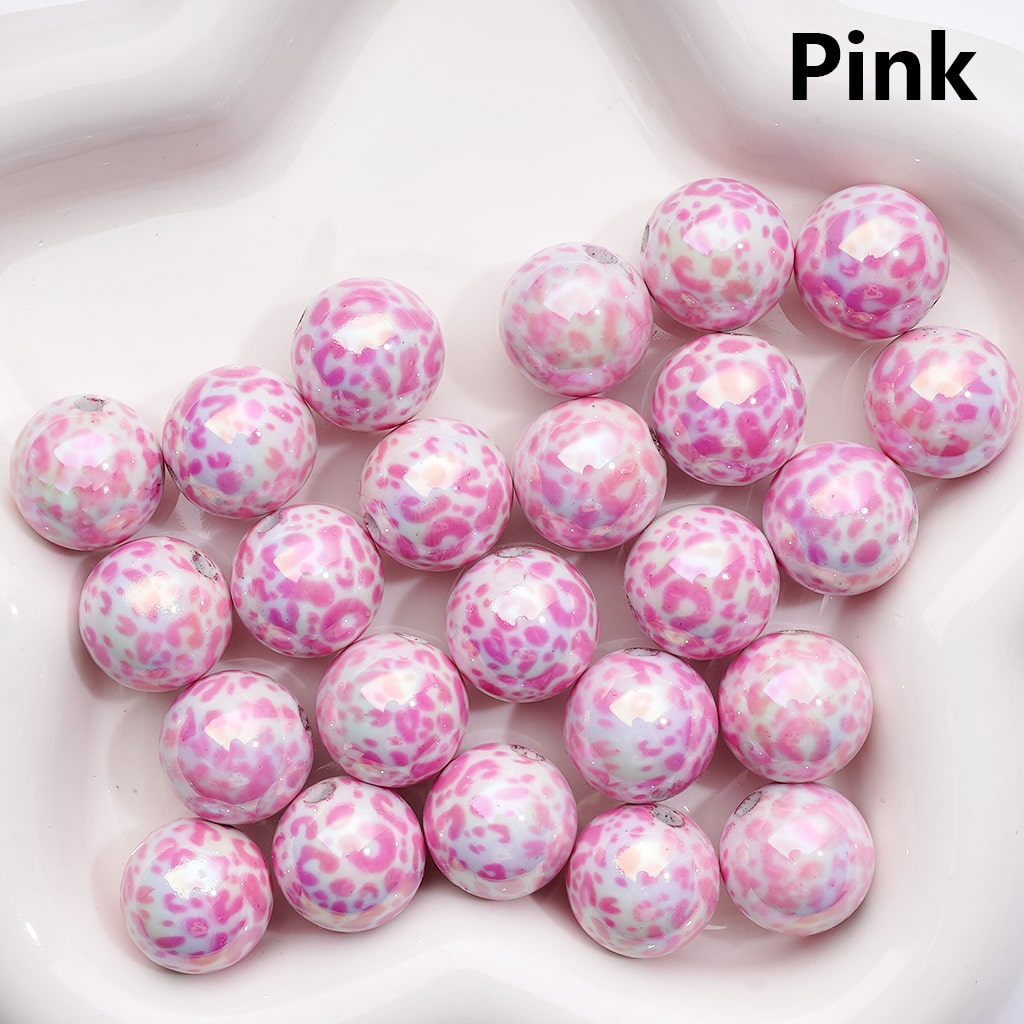 UV Coated Leopard Print Multi-Color Round Acrylic Beads 16mm ((Single Color is available for 200pcs(Whole Bag))