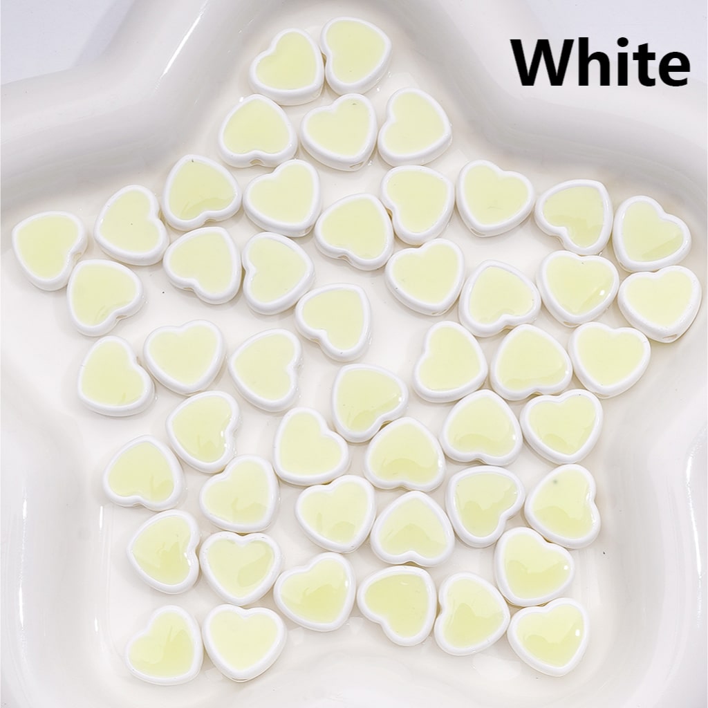 Mini Luminous Heart Acrylic Beads in Multi-Colors, 13×12MM (500pcs Single Color Whole Bag Available)