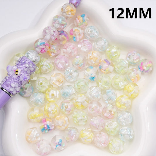 Mini Round with Colorful Candy Stick Center Clear Acrylic Beads 12MM (Single Color is available for 200pcs(Whole Bag))