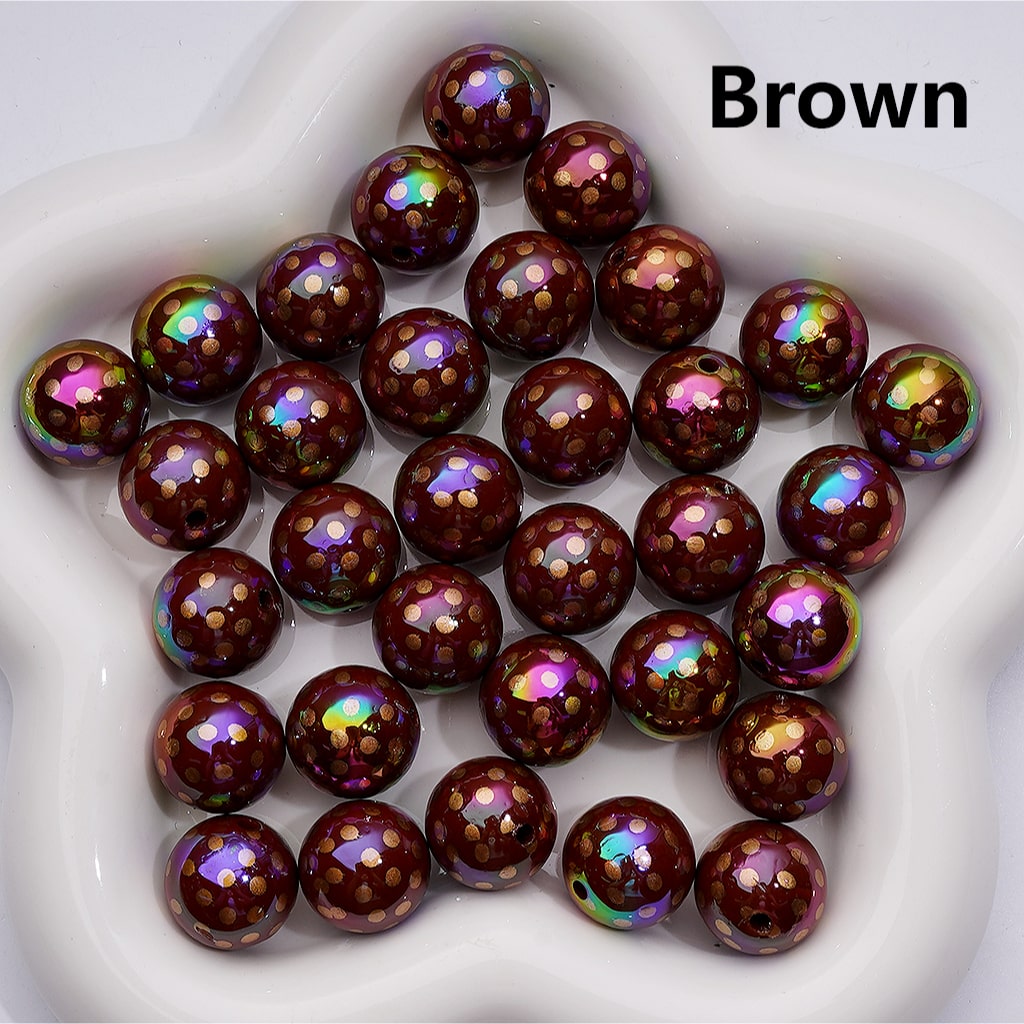 UV Coating Spots Round Brown Round Acrylic Beads 16MM