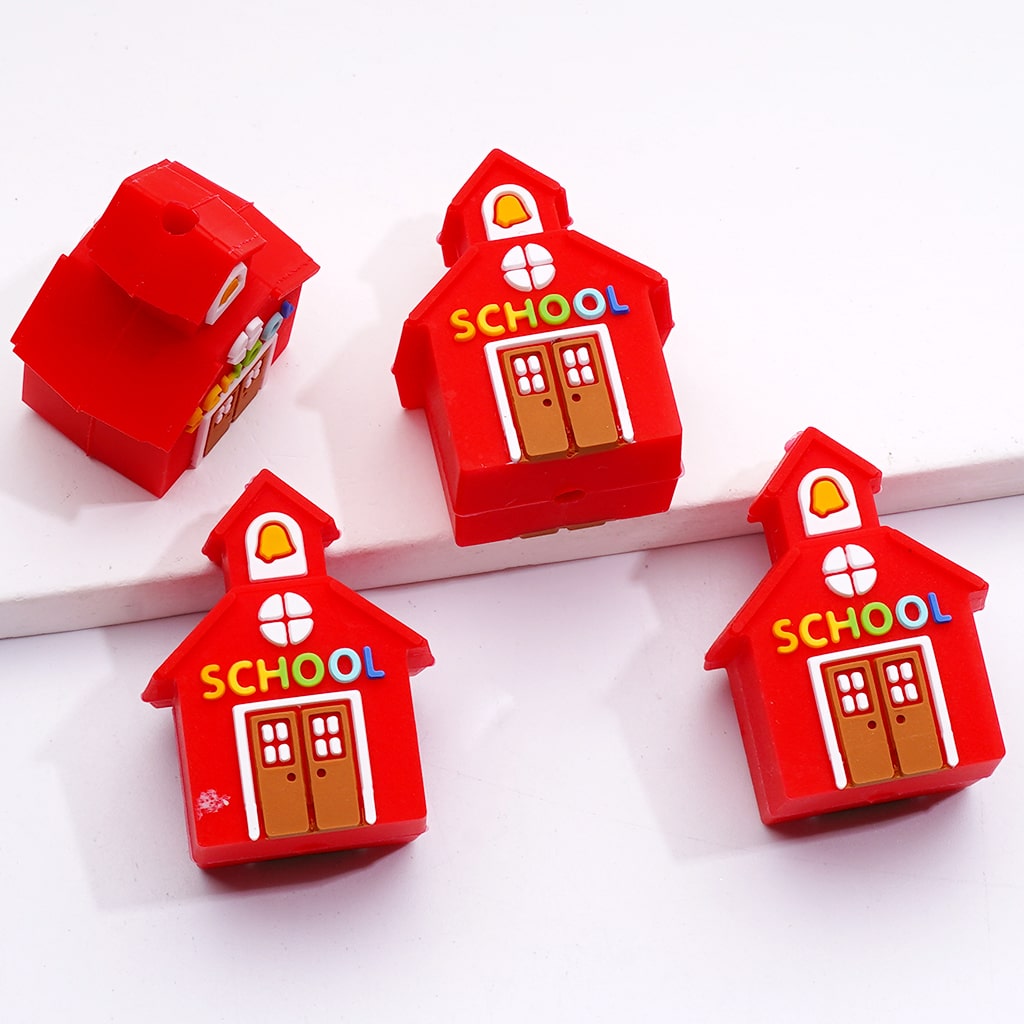 3D Mini School Theme with Traffic Light and Sun Design Silicone Focal Beads