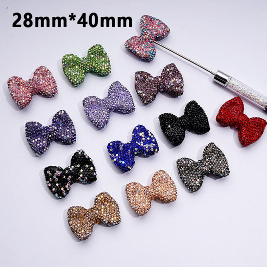 Sparkling Multi-Color Bowknot Clay Beads with Radiant Rhinestones 28x40MM