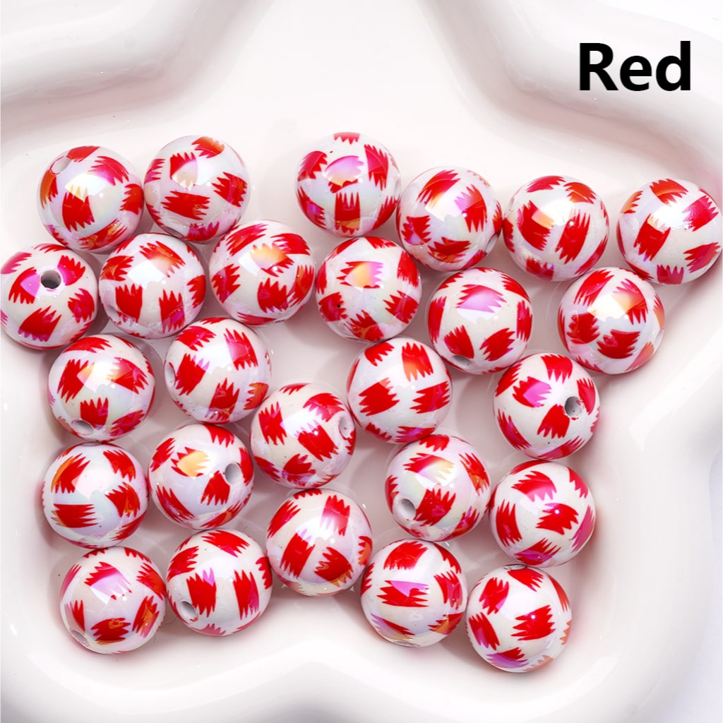 UV Coated Abstract Pen Brush Print Multi-Color Round Acrylic Beads 16mm (Single Color is available for 200pcs(Whole Bag))