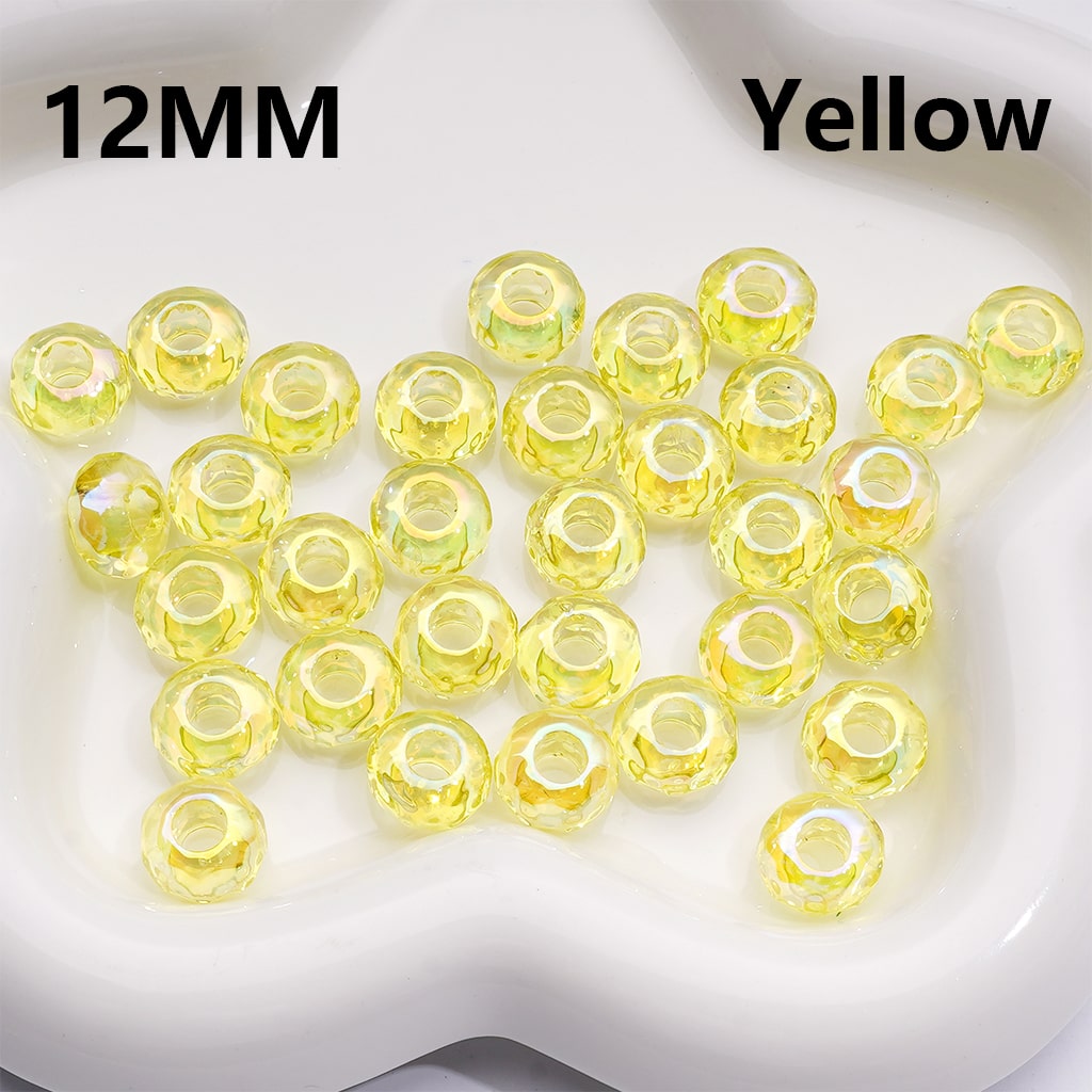 UV Coated Wheel Shape with Large Hole Translucent Multi-Color Acrylic Beads 12MM