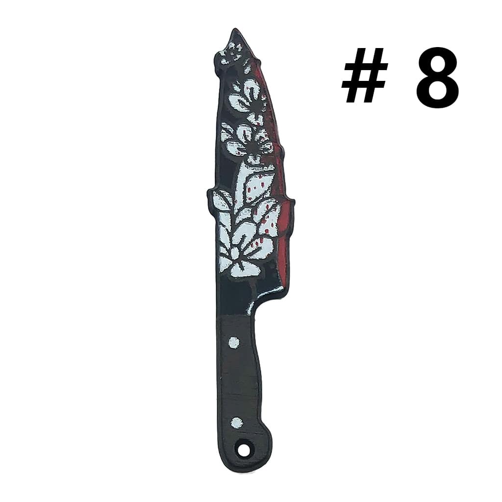 Halloween Skull & Knife Design with Bloody Flower Prints Plastic Beads Horror Jewelry Accessories