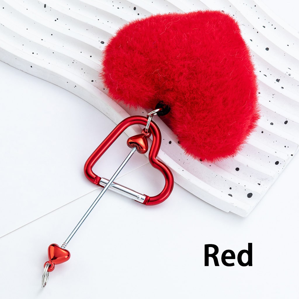 Beadable Metal Heart Shape Frame DIY Pom-Pom Heart Keychain 160MM