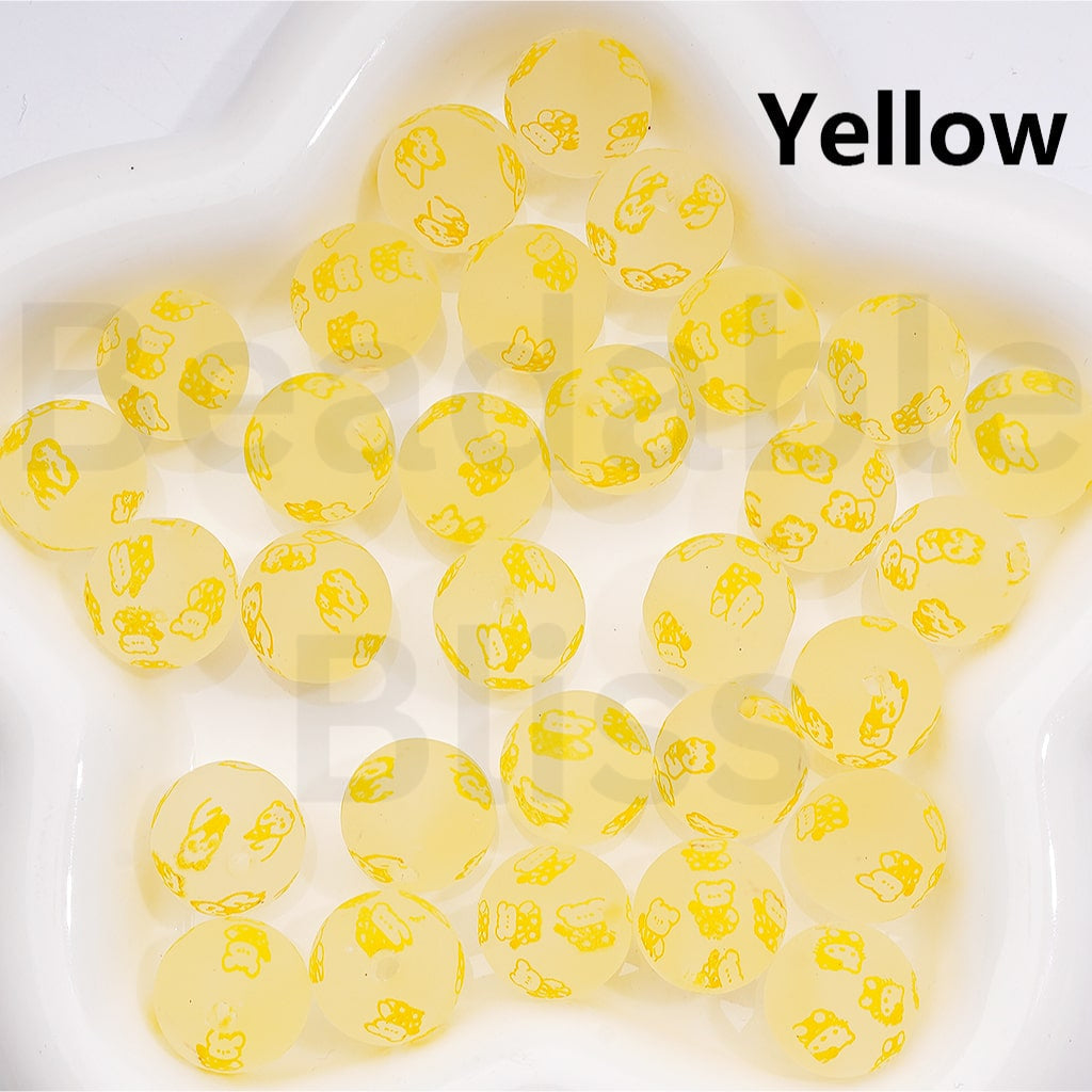 Adorable Character Frosted Round Design Cute Cat Character & Pochacc Print Acrylic Beads 16MM (Single Color Is available for 200pcs(Whole Bag))