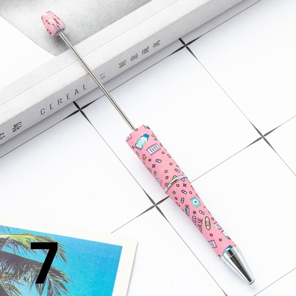 Nurses Doctor Print Beaded Pens with Healthcare Design Random Mix Beadable Pens