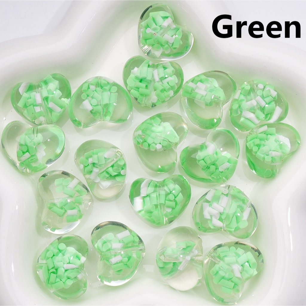 Heart Shape with Candy Sticks Inside Luminous Acrylic Beads 23×18MM Clear Single Color