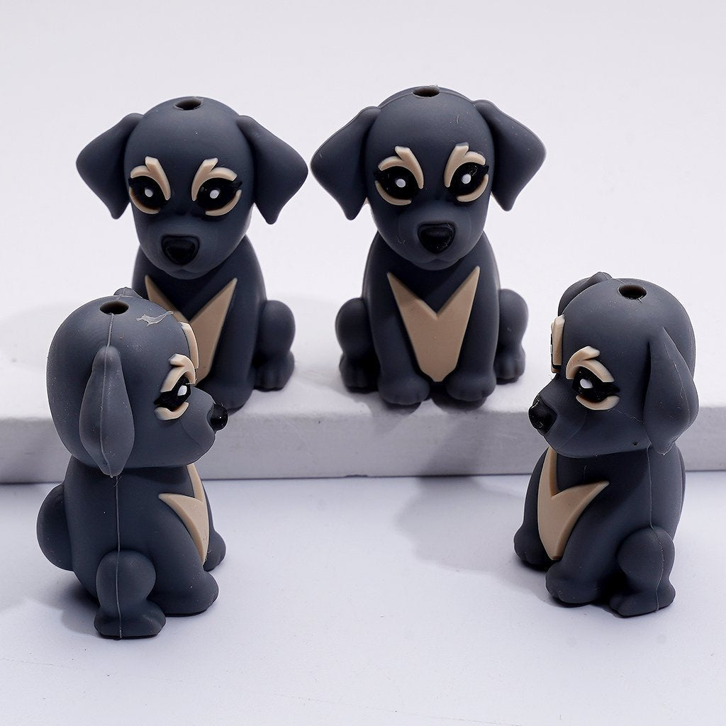 3D Puppy Dog Charms in Multi-Color Cute Silicone Focal Beads for Crafts, Random Mix