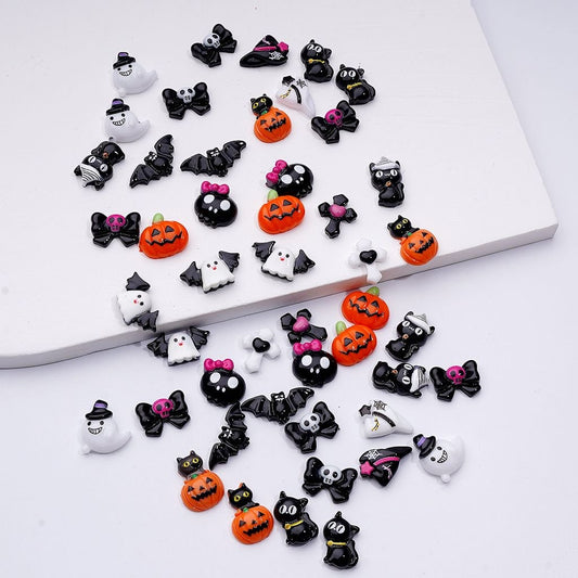 Festive Halloween Series Charms – Tiny Cross, Bat, Pumpkin & Ghost Jewelry Accents