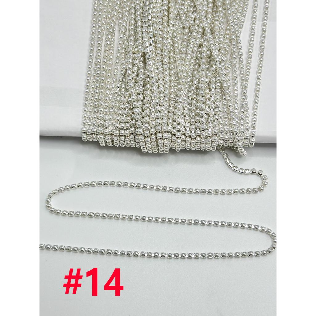 Rhinestone Pearl Chain DIY Bling Bling Accessories, Around 10 Yard of 1 Roll
