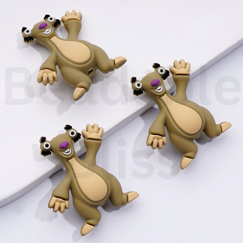 3D Cute Animals Squirrel Sloth Si Lion Ale Elephant Mann Penguin Skippe Saber-toothed Honey Bear Dieg Ice Ag Madgasca Silicone Focal Beads