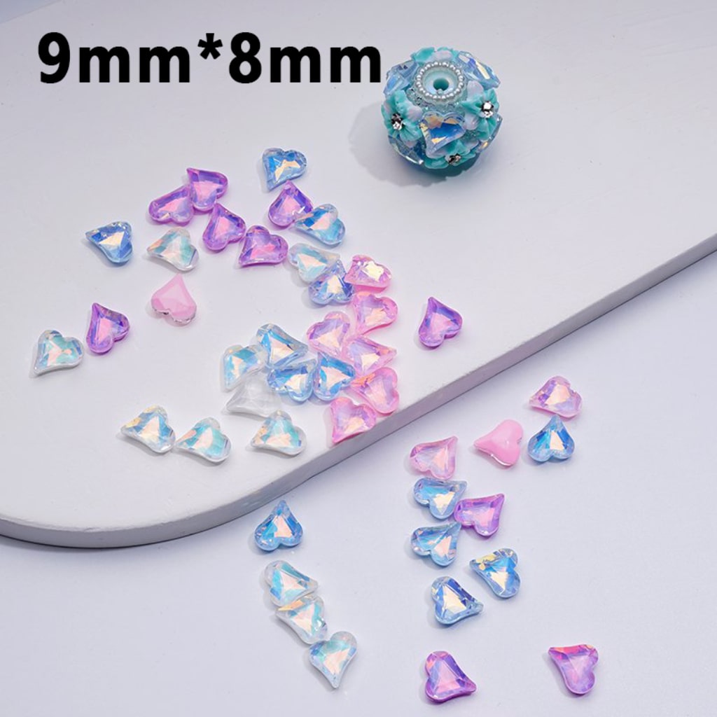 DIY Jewelry Accessories, Mini Cute Shiny Colorful Hearts for Beads 9*8MM, Random Mix