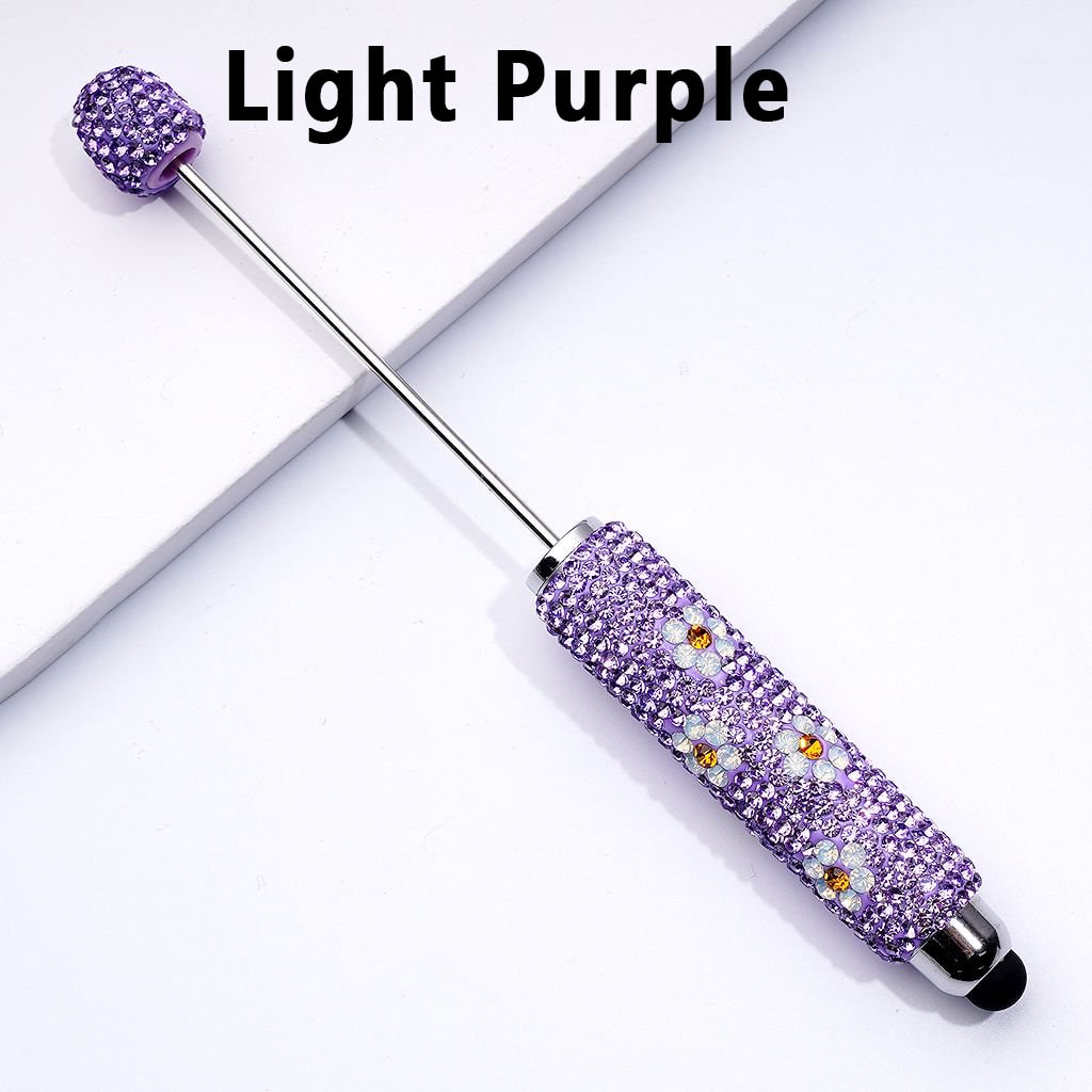 Beadable Clay Stylus Pen Adorned with Charming Mini Flowers & Sparkling Multi-Color Rhinestones