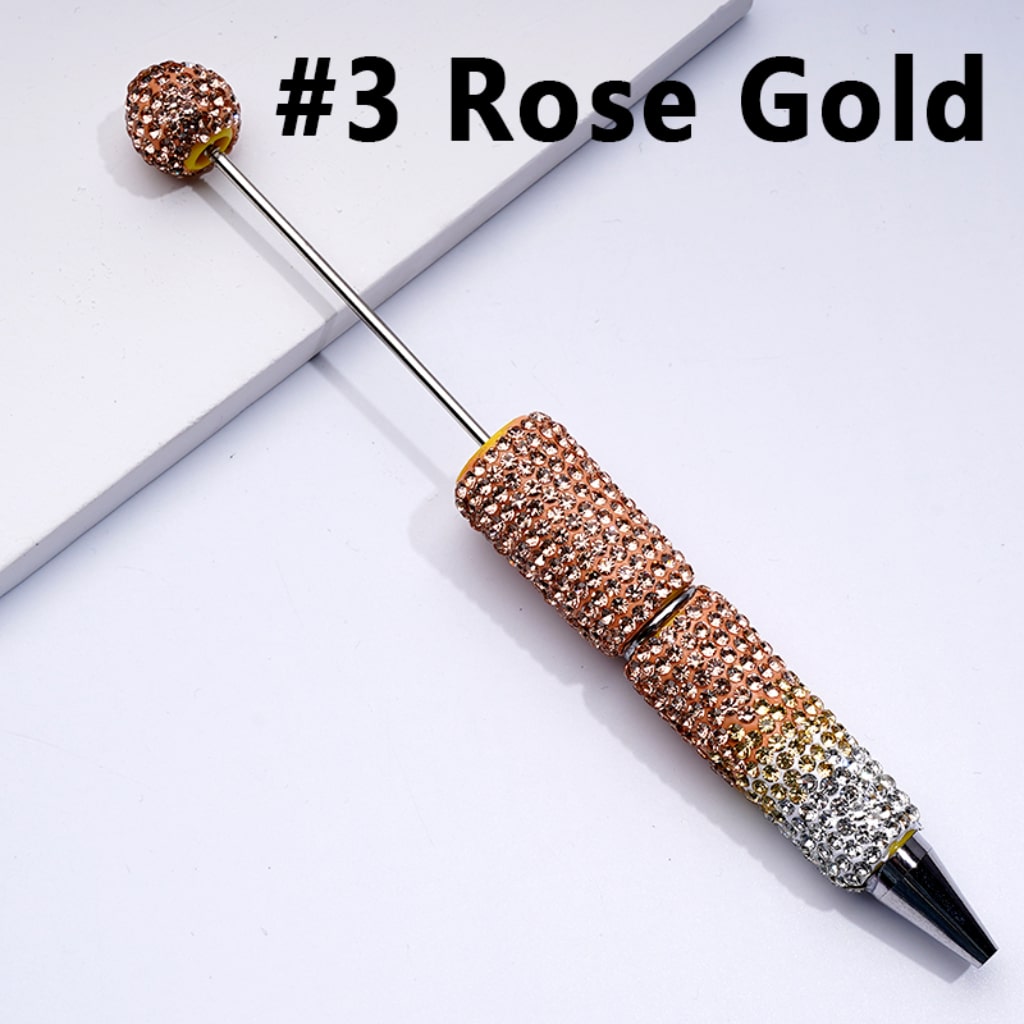 Beadable Clay Pens Ombre Color with Shiny Rhinestones Covered the Entire Pen