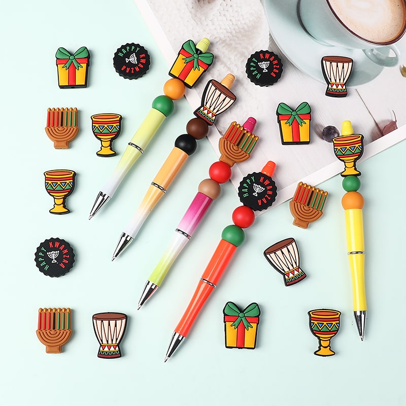 Festive Kwanzaa Celebration Silicone Beads Drum, Candles, Unity Cup & Gift Designs