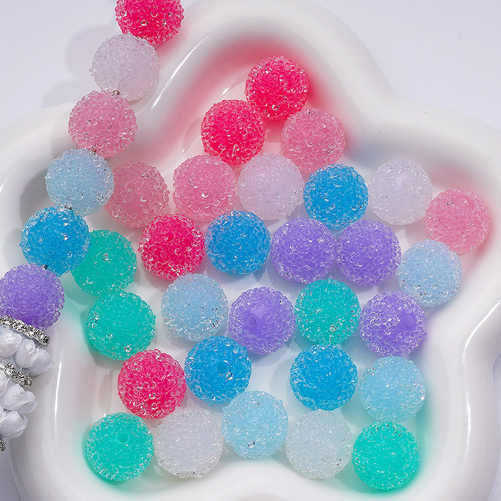 Clear Rhinestones Hard Sugar Beads in Jelly Colors Acrylic Beads 16mm Random Mix