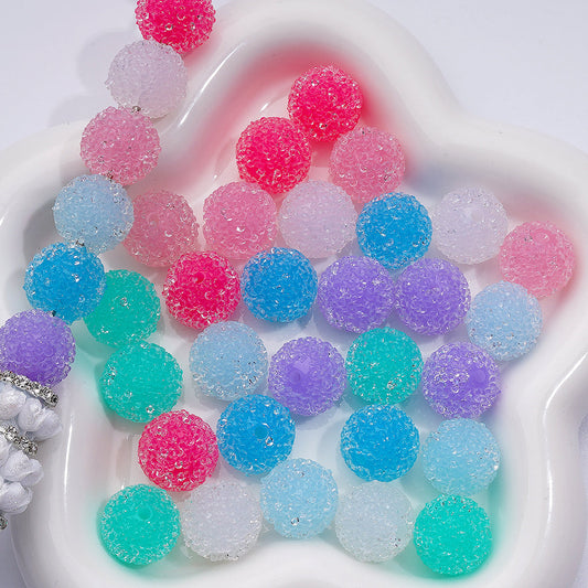 Clear Rhinestones Hard Sugar Beads in Jelly Colors Acrylic Beads 16mm Random Mix