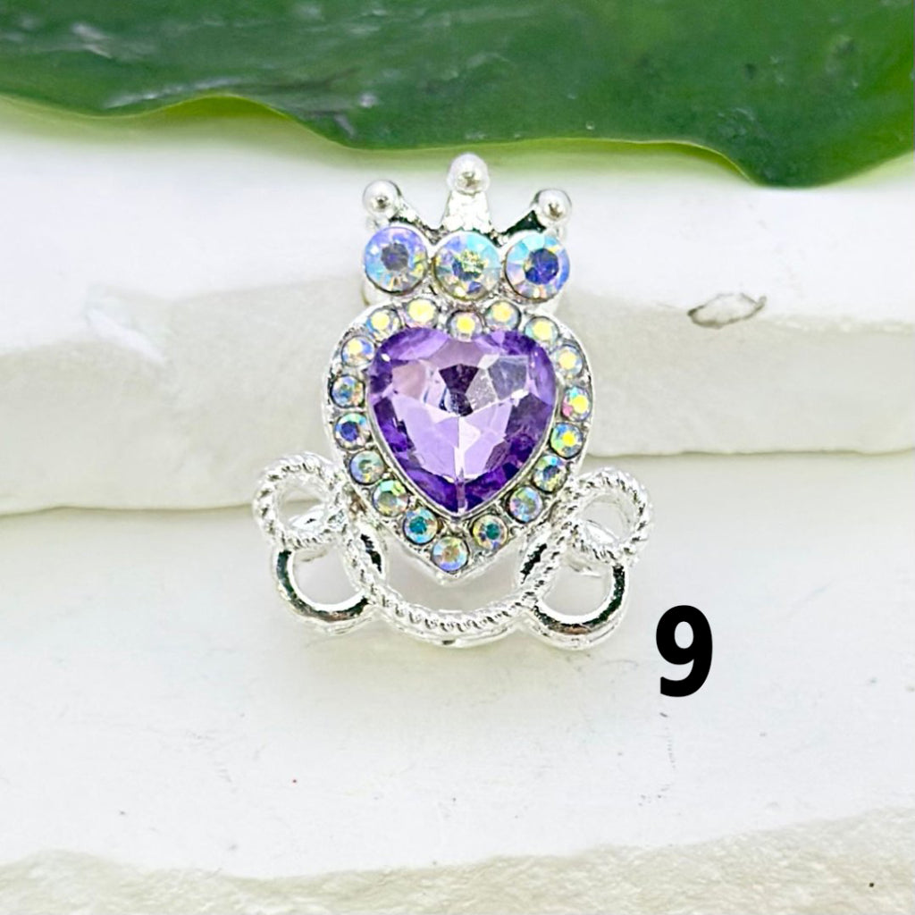 Bling Bling Silver Alloy Heart Crown with Mini Bling Bling AB Rhinestones Colorful Heart Rhinestones Beads, Around 26*22MM