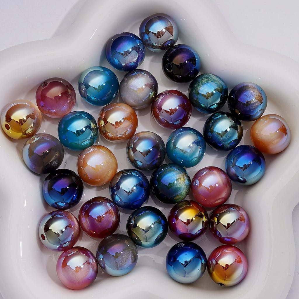 Cat Eye Glossy Acrylic Beads Dark Color Round Series, Shiny Finish, 16MM (Single Color is available for 200pcs(Whole bag))