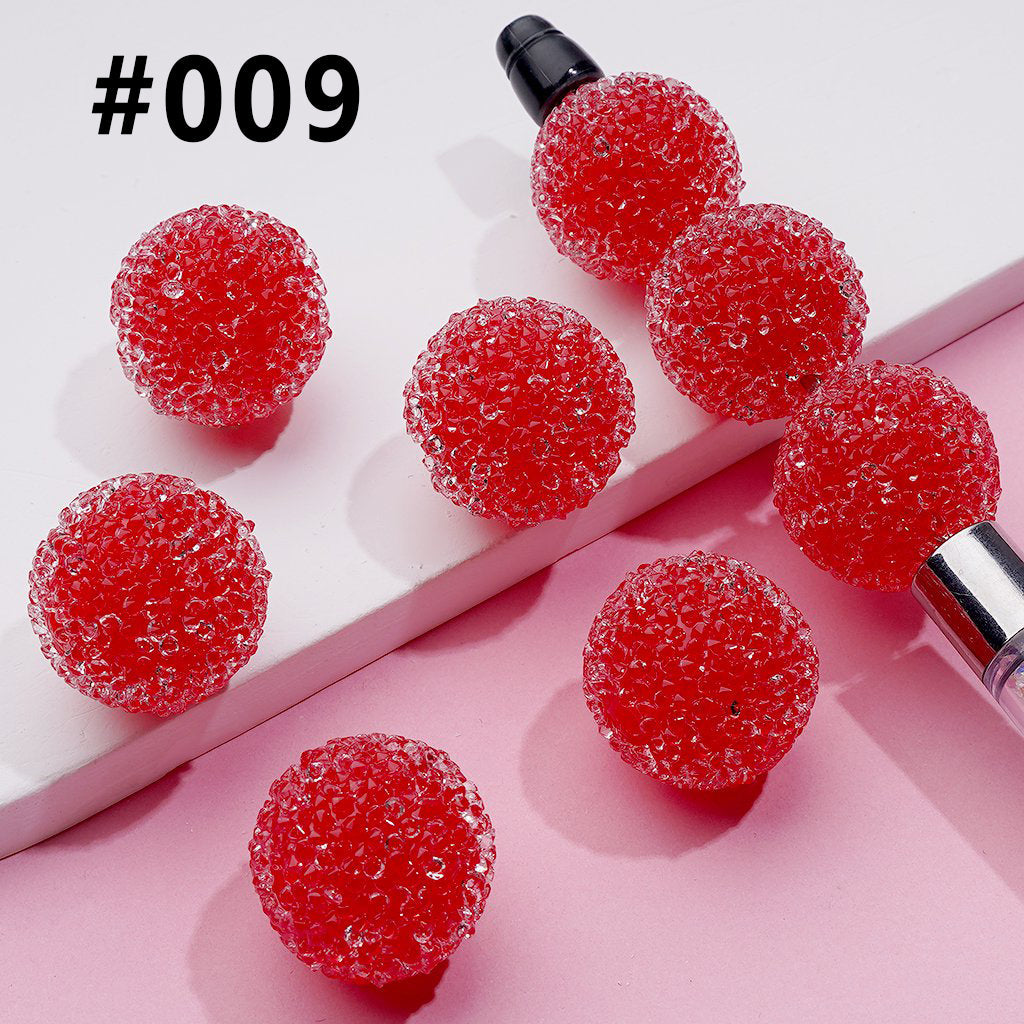 Clear Rhinestones Candy Hard Sugar Beads in Solid Colors Round 20mm