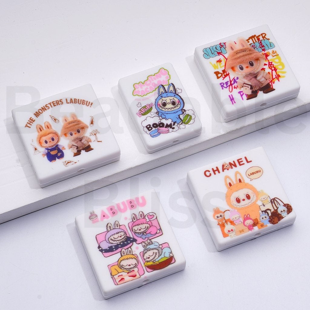 Cute Labub Monster Series Pop Mar Silicone Focal Beads, Random Mix ...