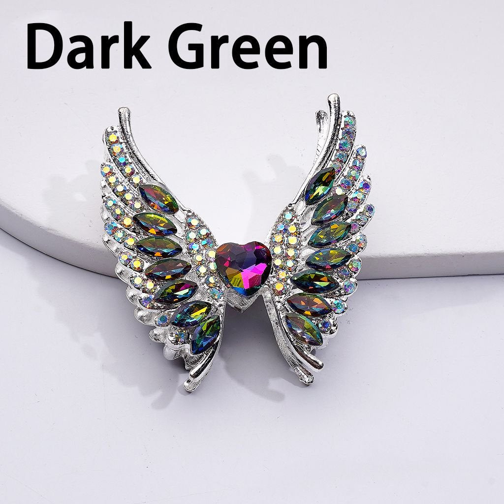 Exquisite Fancy Silver Alloy Angel's Wings Beads with Shiny Rhinestones, 46*50MM, Random Mix