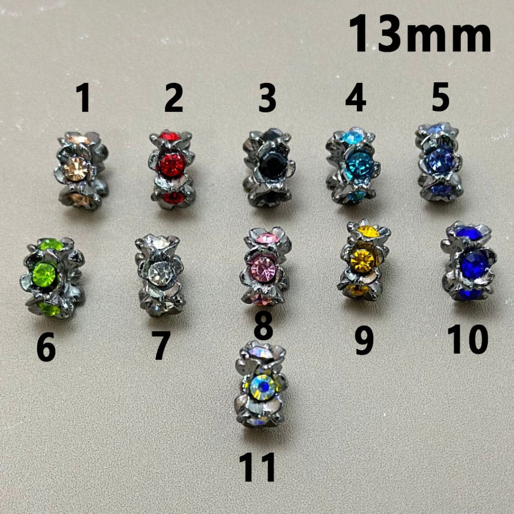 Gun Black Metal Alloy Exquisite Flower Spacer with Colorful Rhinestones Inside, 13MM – Please Read the Description