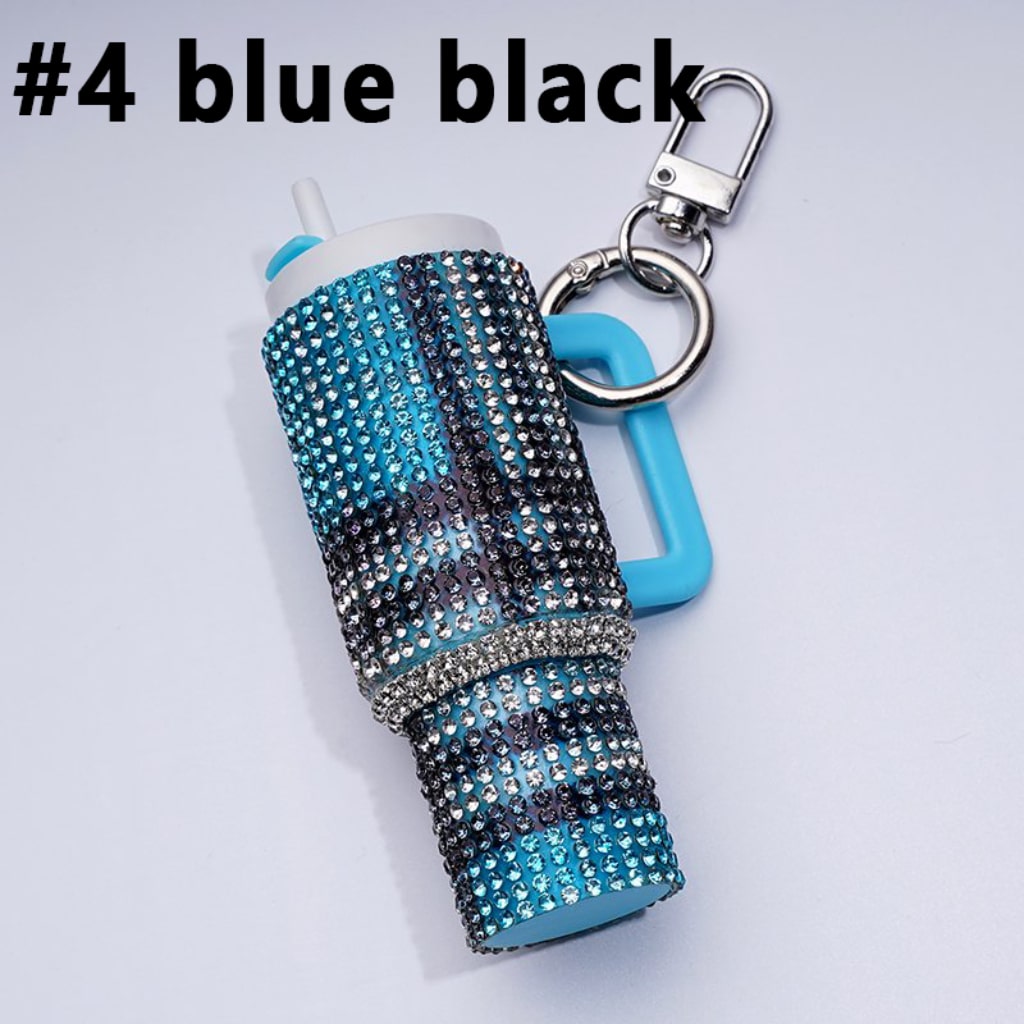 Rhinestones Bling Bling Mini Colorful Tumbler Chapstick Holder, Stanley Keychain Chapstick Holder, Size 10*5*3cm