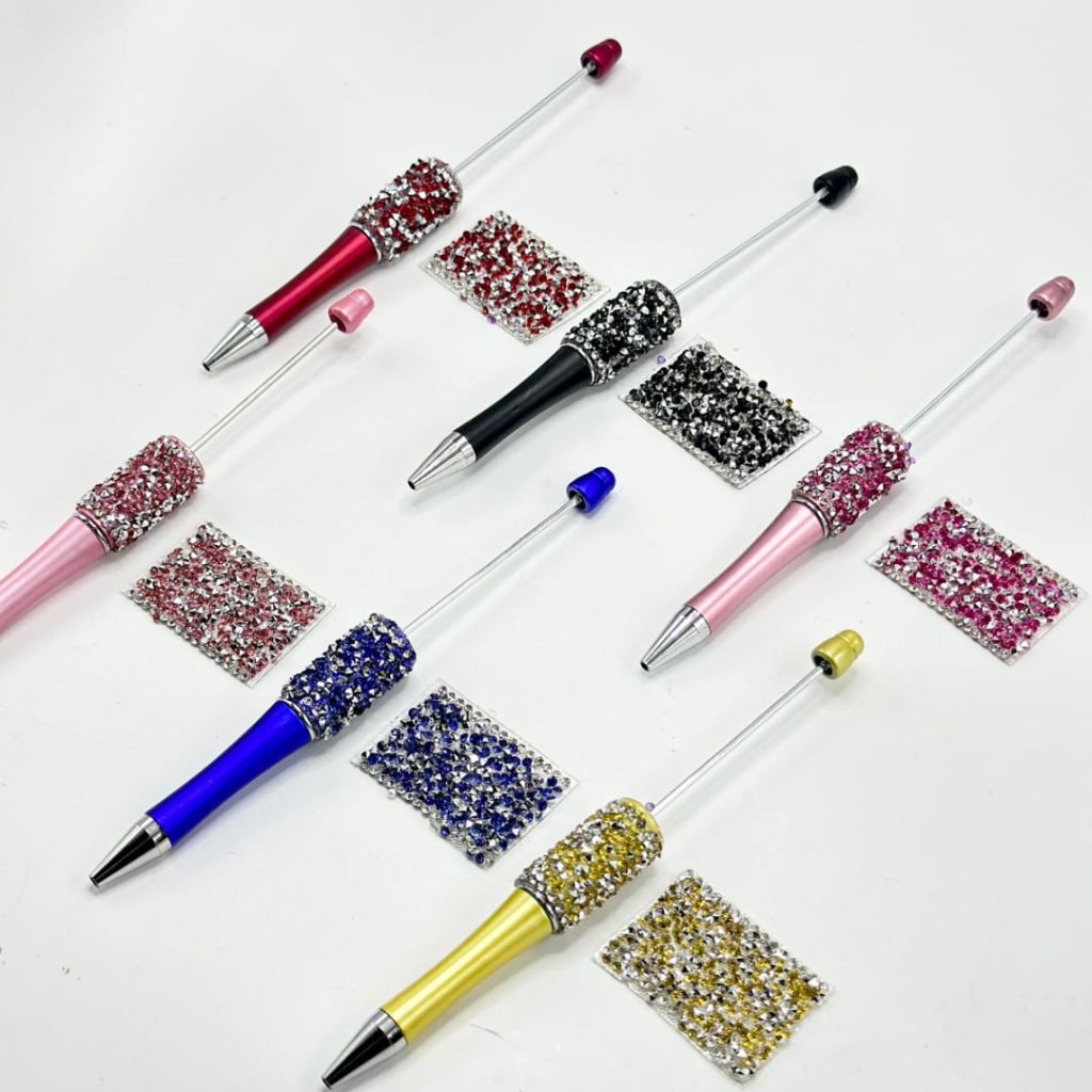 DIY Bling Bling Wraps Tapes with Clear Rhinestone Chain Multi-Color Cone Shape Rhinestones for Pen, Around 40*28MM, 84pcs in 1 Sheet, Please Read the Description