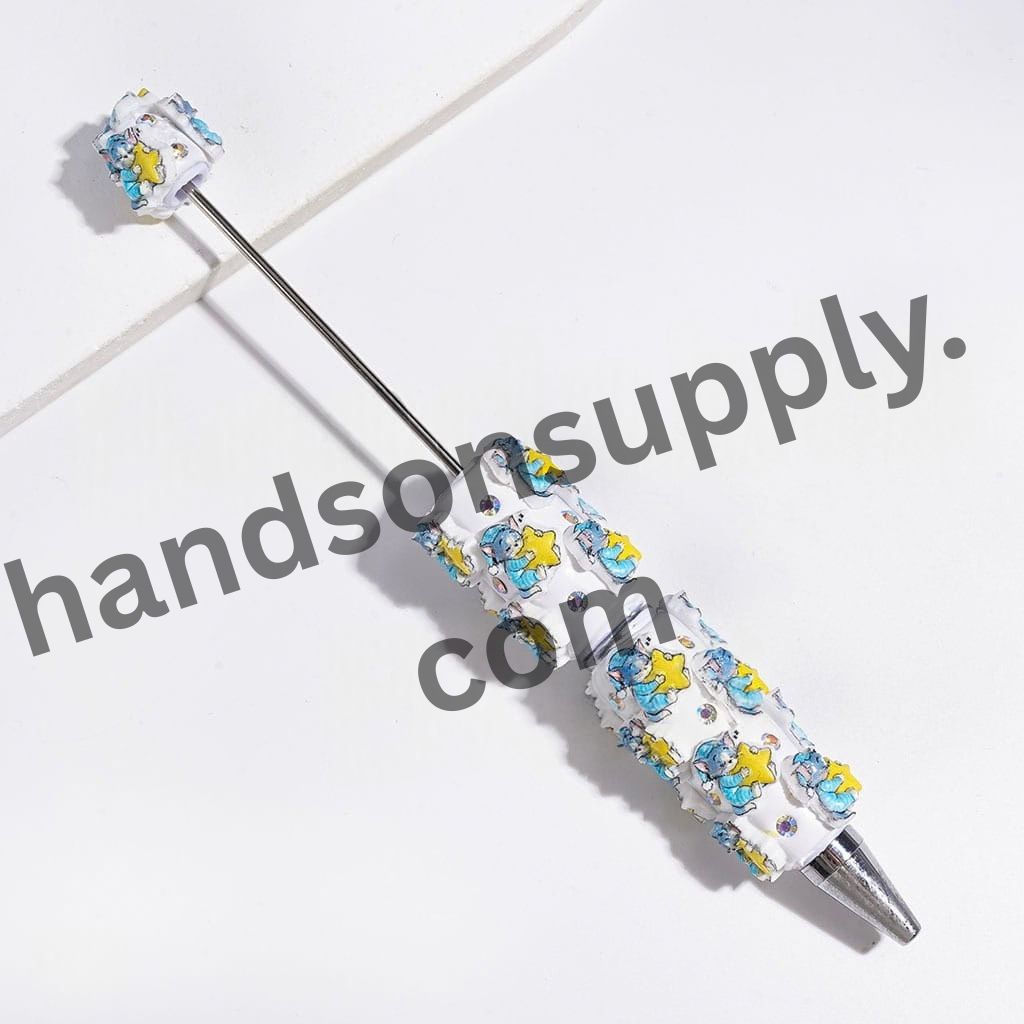 Playful Cat and Mouse Characters with Sparkling AB Rhinestones Design Beadable Clay Pen