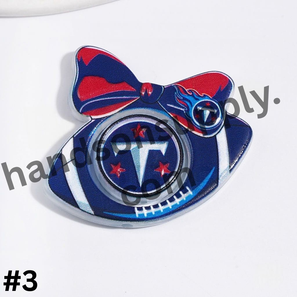 American Football Team Design Hollow Bowtie Frame with Flat Round Acrylic Beads Collection Set, Large Size